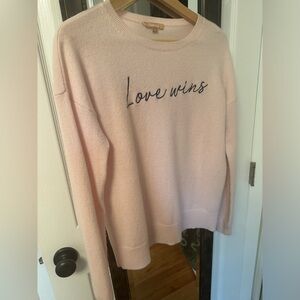 Kiera J “Love Wins” size M pink cashmere sweater